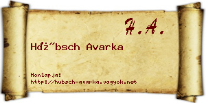 Hübsch Avarka névjegykártya